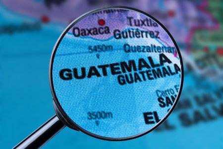 Map of GUATEMALA through magnifying glassの写真素材