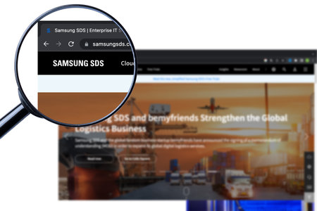 Los Angeles, California, USA - 9 Martha 2023: Illustrative Editorial of Samsung SDS website...