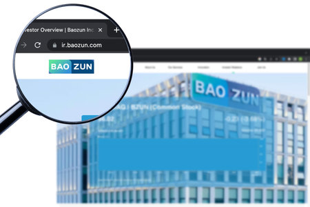 Los Angeles, California, USA - 9 Martha 2023: Illustrative Editorial of Baozun Inc website homepage....