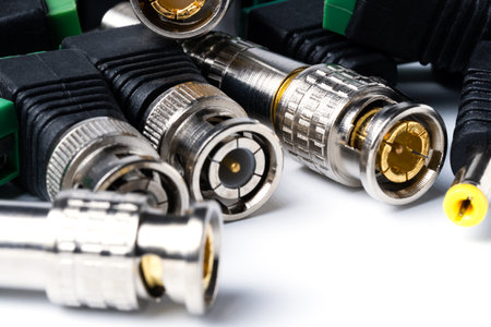 Various connectors for coaxial and twisted pair cable, for video signal transmissionの写真素材