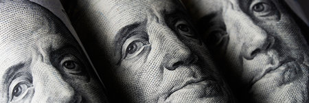 U.S. 100 Bill Close-Up Featuring Benjamin Franklinの写真素材