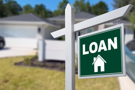 LOAN sign against a house. Close-upの写真素材