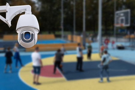 CCTV monitoring, security cameras in a school.の写真素材