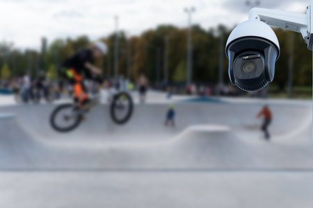 Video surveillance system at the sports groundの写真素材