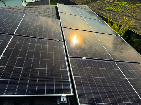 Residential house using solar panels for electricity