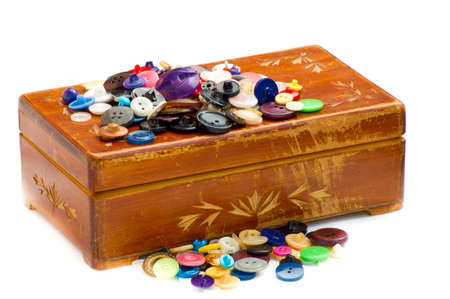 old scarred casket with buttons