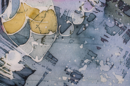 Leaves fragment, hot batik background texture, handmade on silk abstract surrealism artの写真素材