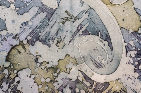 Spiral, fragment, hot batik, background texture, handmade on silk abstract surrealism art
