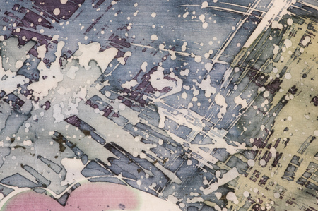 Abstraction, fragment, hot batik, background texture, handmade on silk,  surrealism artの写真素材