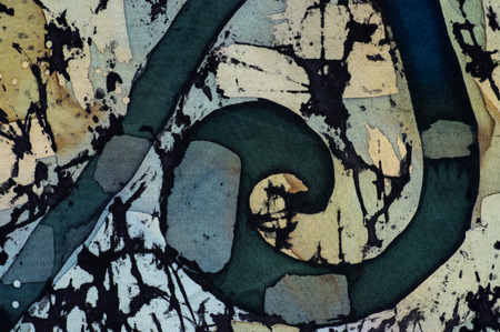 Spiral, fragment, hot batik, background texture, handmade on silk, abstract surrealism artの写真素材