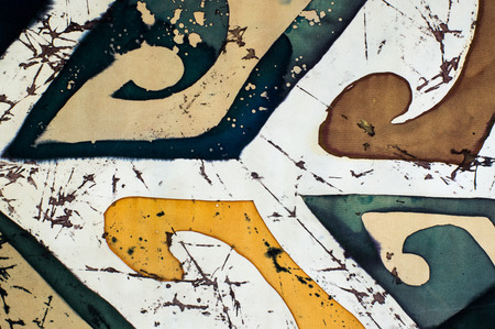 Abstraction, fragment, hot batik, background texture, handmade on silk, abstract surrealism artの写真素材