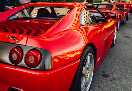 Ferrari show 8 october 2016 in Valletta, Malta, near Grand Hotel Excelsior. Stop signals of red Ferrari 348 TSのeditorial素材