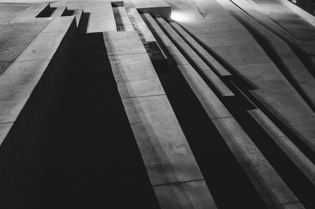 Stairs and shadows in the night, abstraction. Embankment of Il-Birgu, Maltaの写真素材