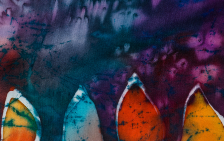 Leaves, fragment, hot batik, background texture, handmade on silk, abstract surrealism artの写真素材