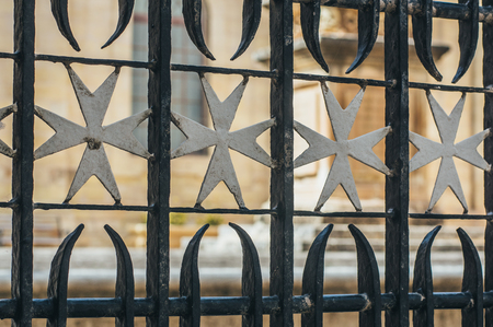 Grid of the St. John's Co-Cathedral in the center of Valletta, Maltaの写真素材