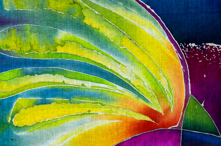 Petals, colorful abstraction, fragment, hot batik, background texture, handmade on cloth,  surrealism artの写真素材