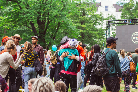 Helsinki, Finland - June 30, 2018: Participants of Helsinki pride festival in Kaivopuisto garden