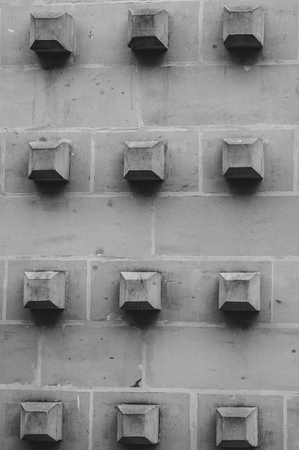 Geometric elements on building, black and whiteの写真素材