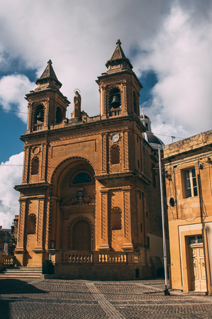 View to front of Marsaxlokk Parish Church, Maltaの写真素材