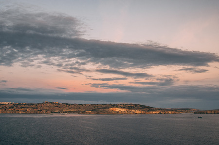 View to St. Pauls Bay from Qawra, Maltaの写真素材