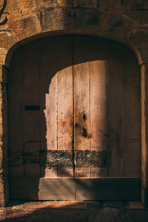 Wooden old maltese door, Maltaの写真素材