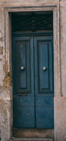 Maltese old blue door, Maltaの写真素材