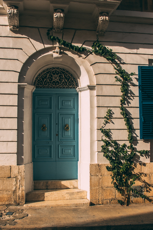 Maltese old blue door, Maltaの写真素材