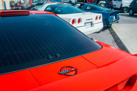 Mdina, Malta - 2016.10.16:  Malta Classic Grand Prix, red Corvette ZR-1のeditorial素材