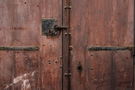 Old door with brown paint, use as natural backgroundの写真素材