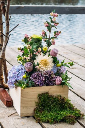 Natural flowers wedding decoration outdoorsの写真素材
