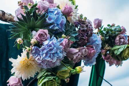 Natural flowers wedding decoration outdoorsの写真素材