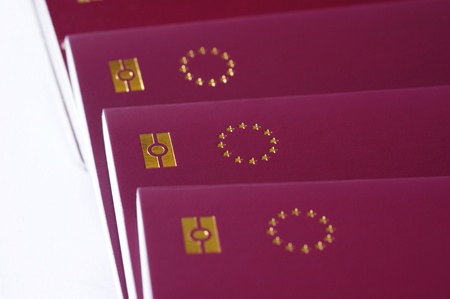 countries of European Union passports, identification biometric passport, EU stars on a white backgroundの写真素材