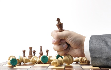 chess competition, fist with chess kingの写真素材
