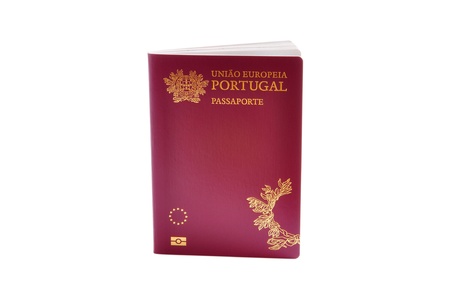 Portuguese biometric passport isolated on a white backgroundの写真素材
