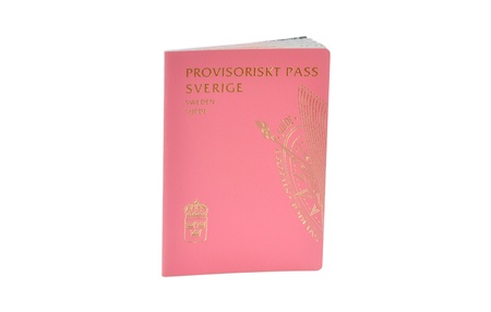 Swedish temporary, provisional passport isolated on a whitr backgroundの写真素材