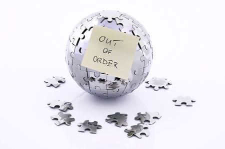 puzzle globe, Earth with memo card, out of order