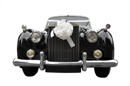 wedding limousine, old car isolatedの写真素材