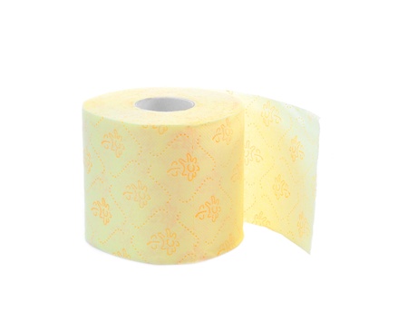 toilet paper on white, backgroundの写真素材