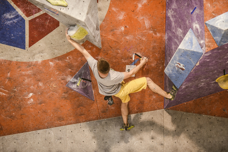 Poznan,  Poland, may 20, 2017: Indoors climbing competition: Power &  strengh, BLOK HAUS in Poznan.のeditorial素材