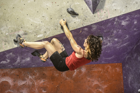 Poznan,  Poland, may 20, 2017: Indoors climbing competition: Power &  strengh, BLOK HAUS in Poznan.のeditorial素材