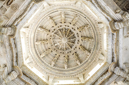 Circle ceiling in a temple in Ranakpur in Indiaのeditorial素材