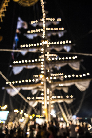 Blurred light abstraction at night, colorful light.の写真素材