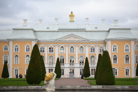 Peterhof, Russia, October 5, 2016: Front of Peterhof Palace i Petersburg Russia.のeditorial素材