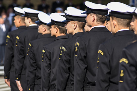 Szczecin, Poland, 30 september 2017: Maritime University in Szczecin student at the start of the academic year.のeditorial素材