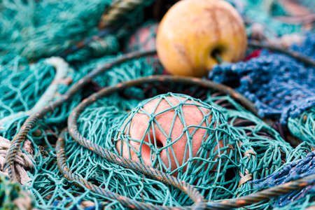 Old rustic fishing nets, fishing nets texture.