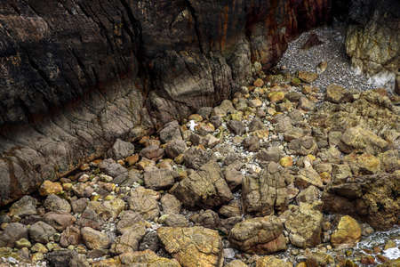 Old wooden boat, with a mooring rope, texture.の写真素材
