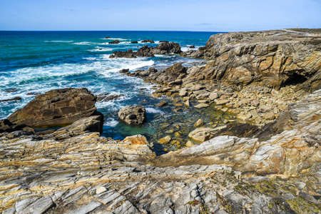 Beautiful sea, oceanic landscape, wild ocean coast in France.の写真素材