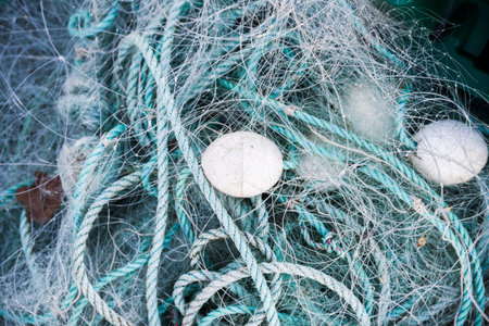 Texture of a fishing net for catching fish.の写真素材