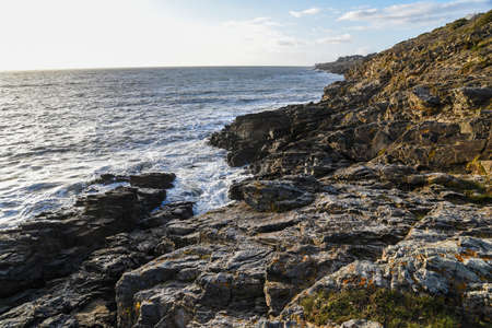 Beautiful maritime oceanic seaside landscape on the Atlantic Ocean in France.