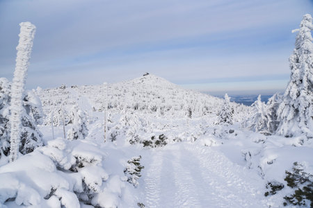 Winter mountain landscape, Karkonosze in Poland in winter.の写真素材